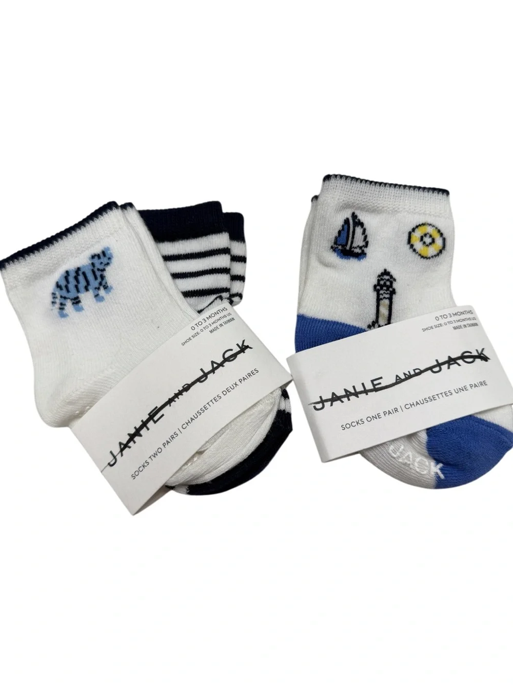 Janie and Jack Baby Boys Blue & White Sock Set